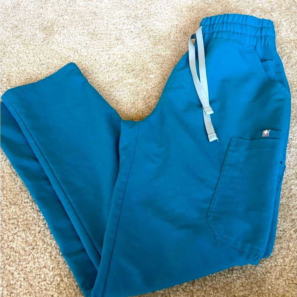 FIGS Pacific Blue High-waisted Yola scrub bottoms.  X-Small